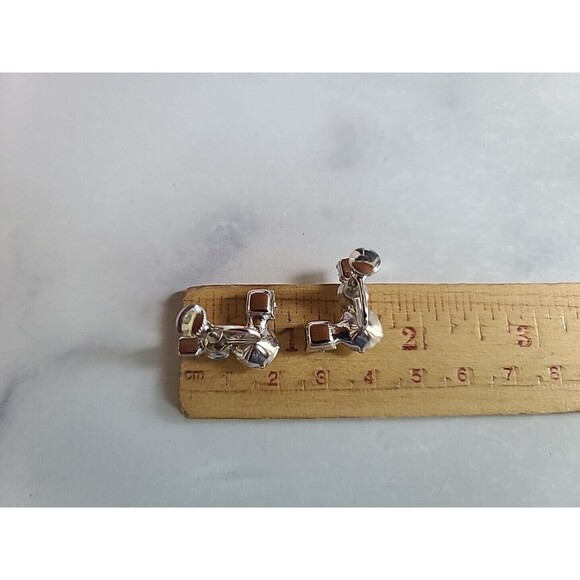 Prong Set Clear Rhinestone Screwback Earrings Vintage - Picture 10 of 10